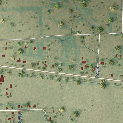 Close-up of the map of Fruitvale, Texas print showing street and building detail