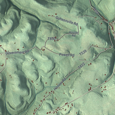 Close-up of the map of Boggs, Armstrong County, Pennsylvania print showing street and building detail