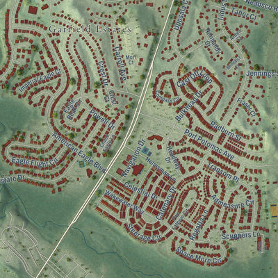 Close-up of the map of Leesylvania, Virginia print showing street and building detail