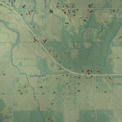 Close-up of the map of the Town of Rosendale, Wisconsin print showing street and building detail