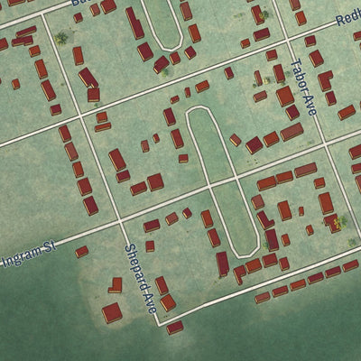 Close-up of the map of East Camden, Arkansas print showing street and building detail