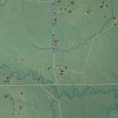 Close-up of the map of Liberty, Oklahoma print showing street and building detail