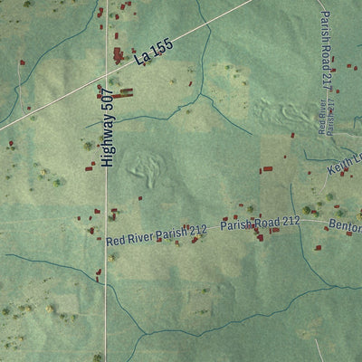 Close-up of the map of Martin, Louisiana print showing street and building detail