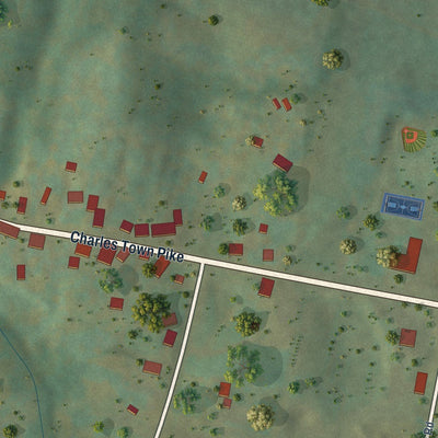 Close-up of the map of Hillsboro, Virginia print showing street and building detail