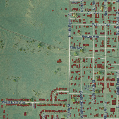Close-up of the map of Cache, Oklahoma print showing street and building detail