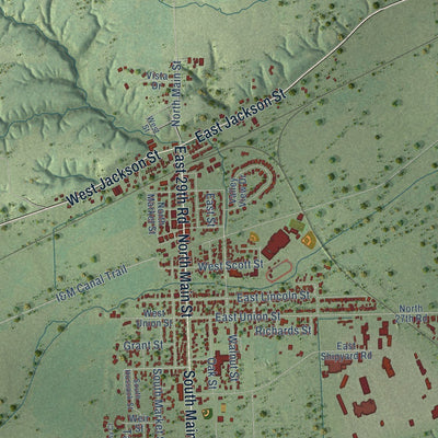Close-up of the map of Seneca, Illinois print showing street and building detail