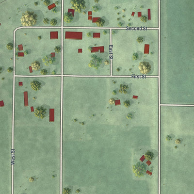 Close-up of the map of Cobden, Minnesota print showing street and building detail