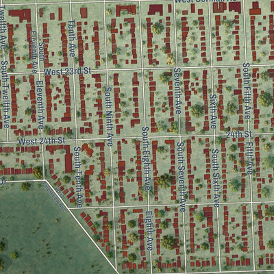 Close-up of the map of North Riverside, Illinois print showing street and building detail