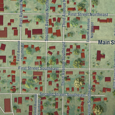 Close-up of the map of Mohall, North Dakota print showing street and building detail