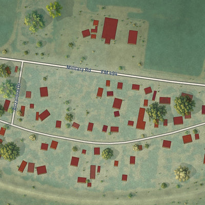 Close-up of the map of Granjeno, Texas print showing street and building detail