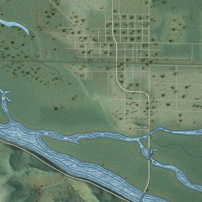 Close-up of the map of Clyde, Wisconsin print showing street and building detail