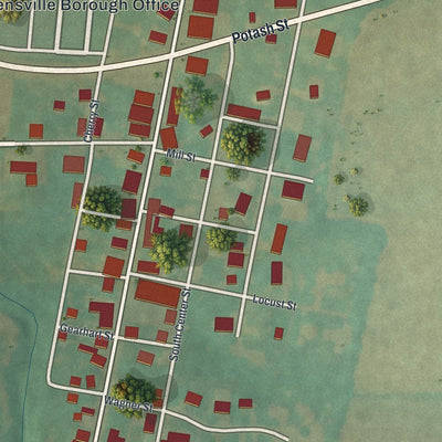 Close-up of the map of McEwensville, Pennsylvania print showing street and building detail