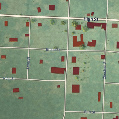 Close-up of the map of Winthrop, Arkansas print showing street and building detail