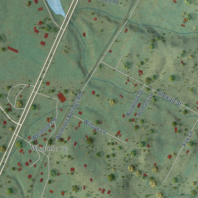 Close-up of the map of Delano, Tennessee print showing street and building detail