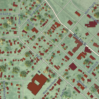 Close-up of the map of Arlington, South Dakota print showing street and building detail