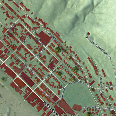 Close-up of the map of Midland, Pennsylvania print showing street and building detail
