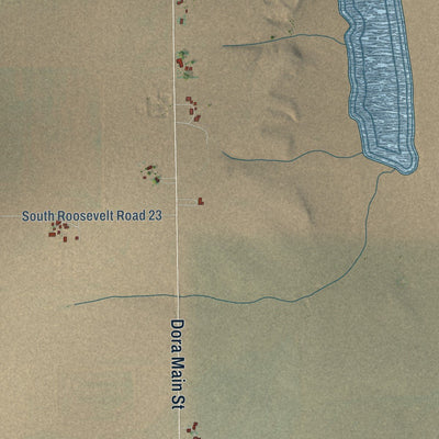 Close-up of the map of Dora, New Mexico print showing street and building detail