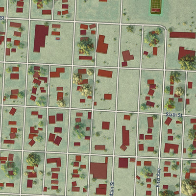 Close-up of the map of Minatare, Nebraska print showing street and building detail
