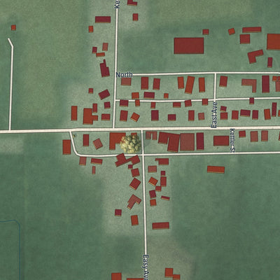Close-up of the map of Kettlersville, Ohio print showing street and building detail