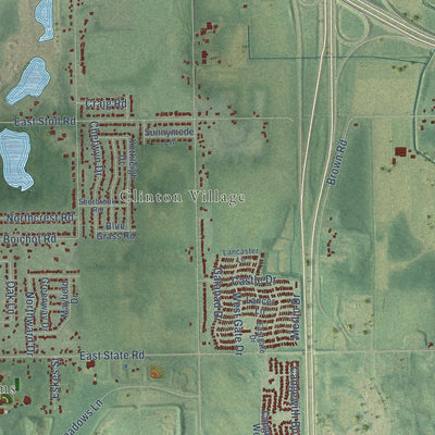 Close-up of the map of DeWitt, Clinton County, Michigan print showing street and building detail