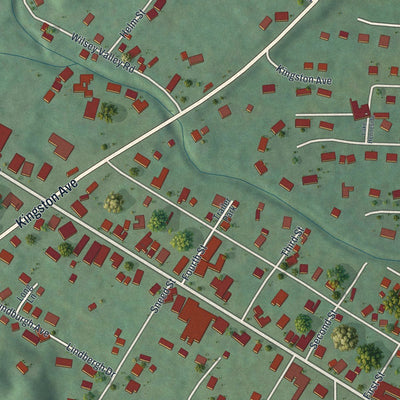 Close-up of the map of Wurtsboro, New York print showing street and building detail