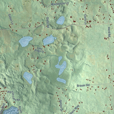 Close-up of the map of Hadley, Michigan print showing street and building detail