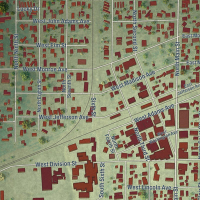 Close-up of the map of Altamont, Illinois print showing street and building detail