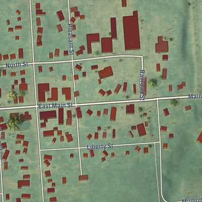 Close-up of the map of Dryden, Michigan print showing street and building detail