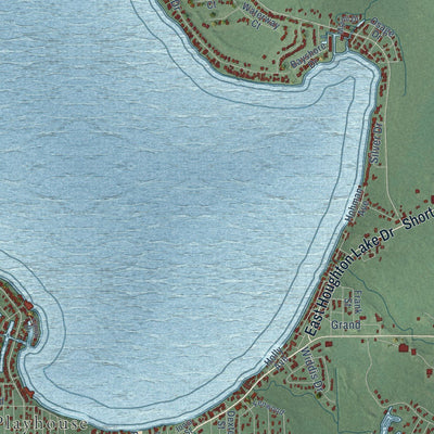 Close-up of the map of Denton, Michigan print showing street and building detail
