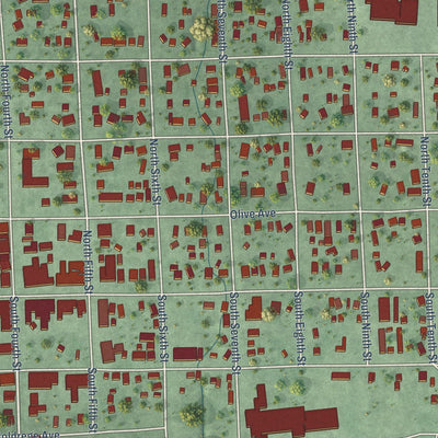 Close-up of the map of Hebron, Nebraska print showing street and building detail