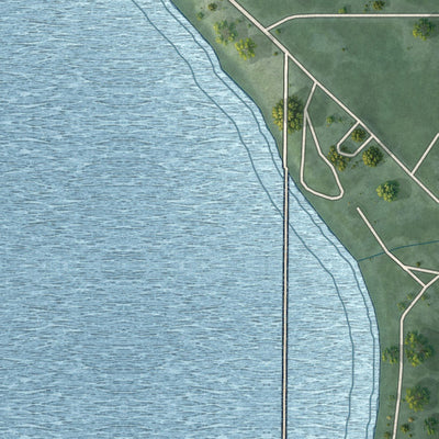 Close-up of the map of Fife Lake, Michigan print showing street and building detail