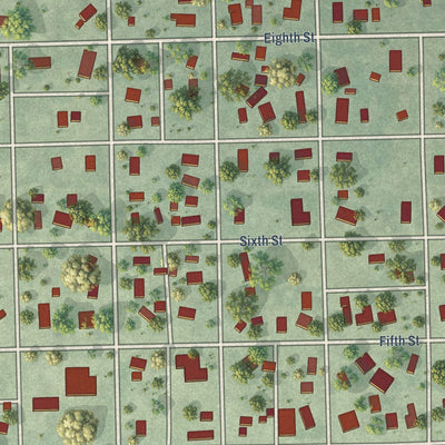 Close-up of the map of Edgar, Nebraska print showing street and building detail