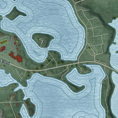 Close-up of the map of Lindstrom, Minnesota print showing street and building detail