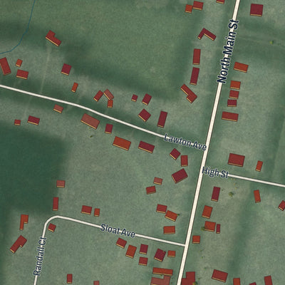Close-up of the map of Rock Creek, Ohio print showing street and building detail