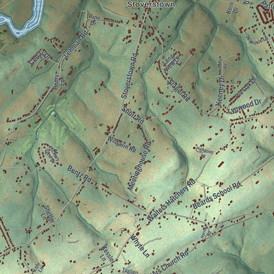 Close-up of the map of North Codorus, Pennsylvania print showing street and building detail