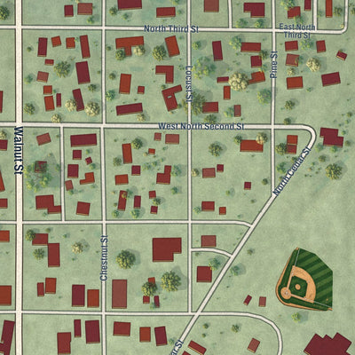 Close-up of the map of Strasburg, Illinois print showing street and building detail