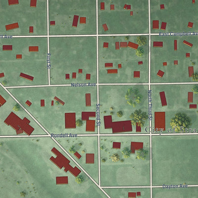 Close-up of the map of Stratford, South Dakota print showing street and building detail