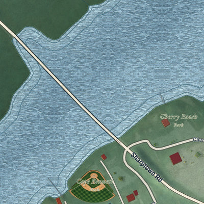 Close-up of the map of Sharptown, Maryland print showing street and building detail