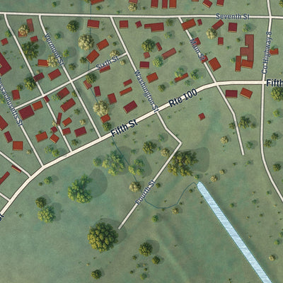 Close-up of the map of Browning, Illinois print showing street and building detail