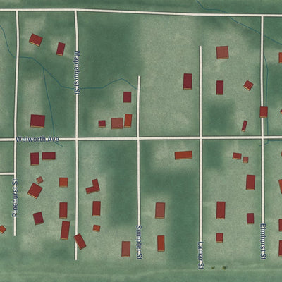Close-up of the map of Indian Village, Indiana print showing street and building detail