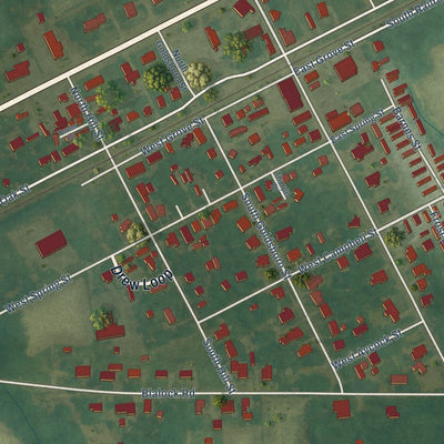 Close-up of the map of Lucama, North Carolina print showing street and building detail