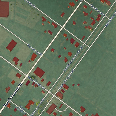 Close-up of the map of Calypso, North Carolina print showing street and building detail