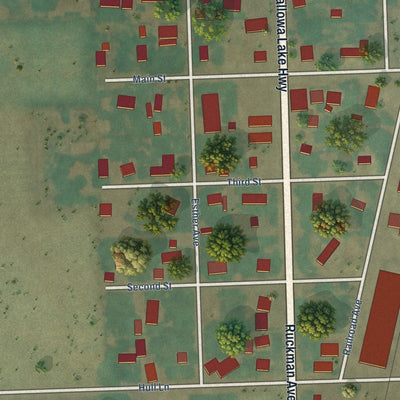 Close-up of the map of Imbler, Oregon print showing street and building detail