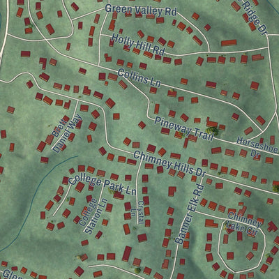 Close-up of the map of Lakesite, Tennessee print showing street and building detail