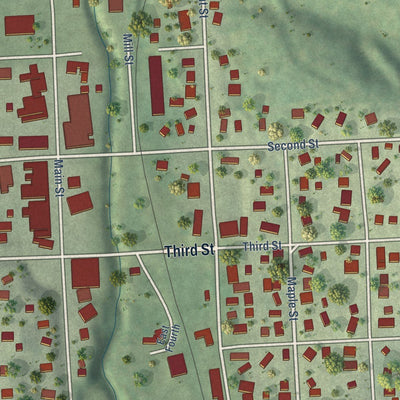 Close-up of the map of Louisville, Nebraska print showing street and building detail