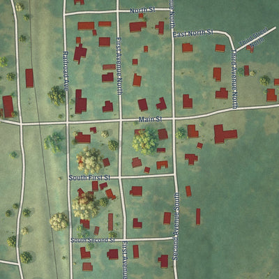 Close-up of the map of Fisher, Louisiana print showing street and building detail