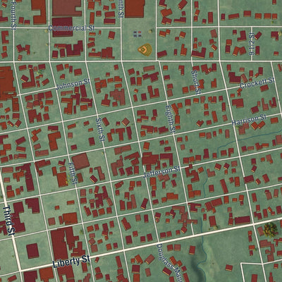 Close-up of the map of Covington, Indiana print showing street and building detail