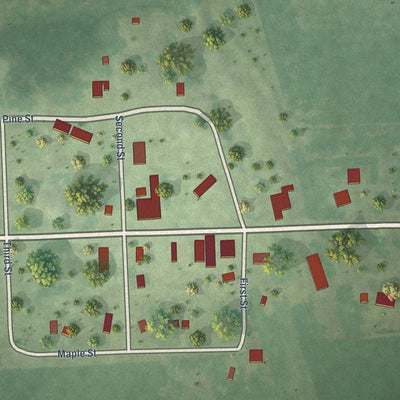 Close-up of the map of Ward, South Dakota print showing street and building detail