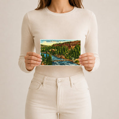 Spokane, WA: Scene on the Spokane River, showing suspension foot bridge, Down River Park