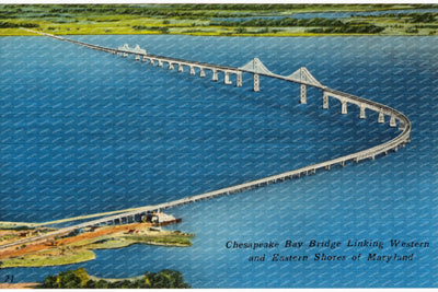 Chesapeake Bay Bridge, linking western and eastern shores of Maryland — Vintage Maryland Postcard